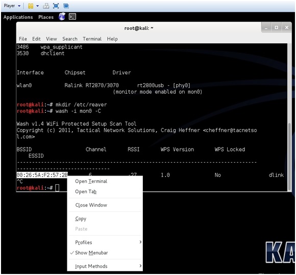 using reaver and kali linux
