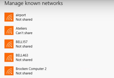 Windows 10 Manage known networks