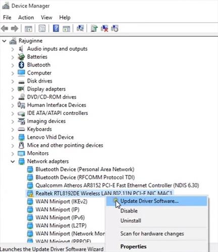 where is the wireless setup utility in windows 10