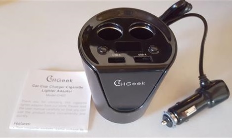 Review CHGeek USB Car Cup Holder Charger Dual USB Ports Overview
