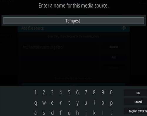 Cómo instalar el complemento Tempest Kodi Paso 6