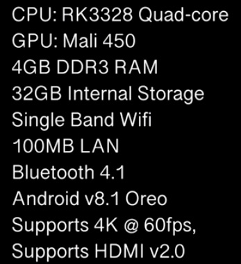 T9 Android 8.1 Smart TV BOX RK3328 Quad Core 4GB/32GB BT4.0 USB3.0 WiFi 4K Media 