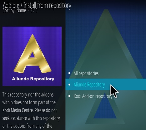Cómo instalar el complemento Aliunde Kodi actualizado Paso 15