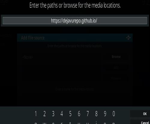 Cómo instalar la nueva URL del complemento Daja Vu Kodi Paso 5