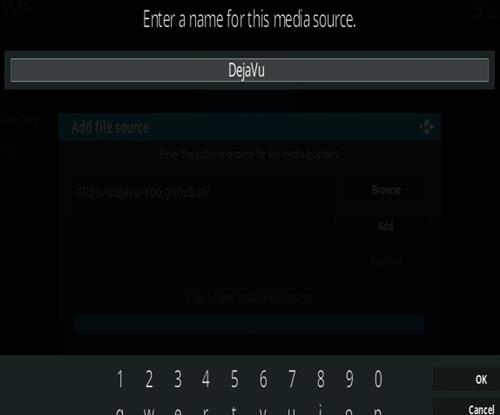 Cómo instalar la nueva URL del complemento Daja Vu Kodi Paso 6