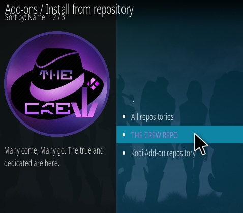 Cómo instalar el complemento Crew Kodi 2020 Paso 15