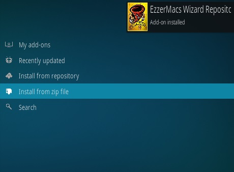 Cómo instalar el complemento Ezzer Macs Kodi Paso 13