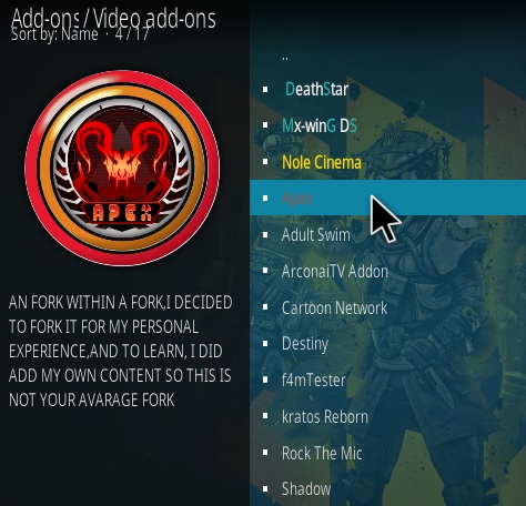 Cómo instalar Apex Kodi Addon V108 Paso 17