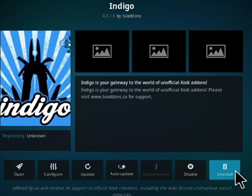 How To Uninstall Indigo Kodi Addon