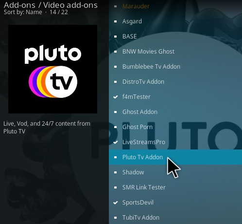 Cómo instalar el complemento Pluto TV Kodi Paso 17