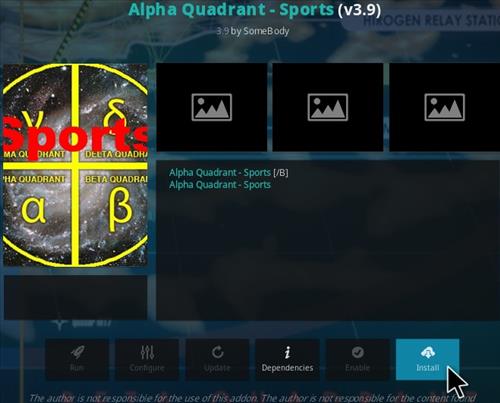 Cómo instalar Alpha Quadrant Kodi Sports Addon V39 Paso 19