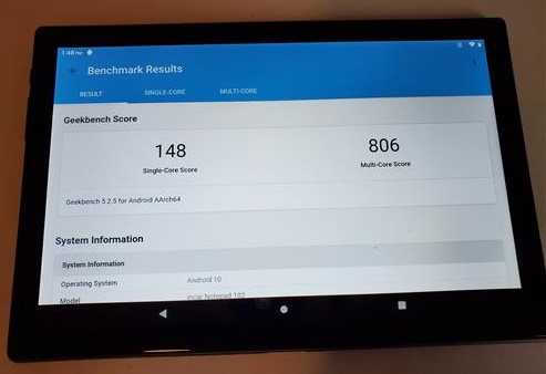 Review Dragon Touch Notepad 102 Tablet GeekBench