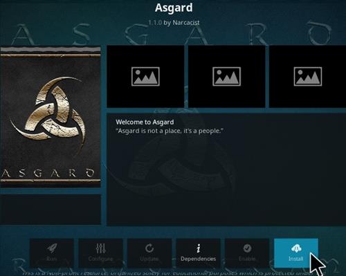 Cómo instalar el complemento Asgard Kodi Paso 18