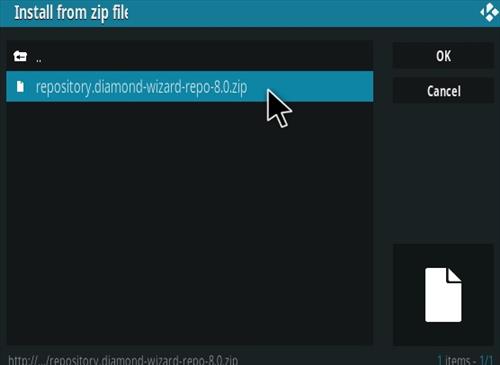 Cómo instalar la nueva URL del complemento Diamond Kodi Paso 12