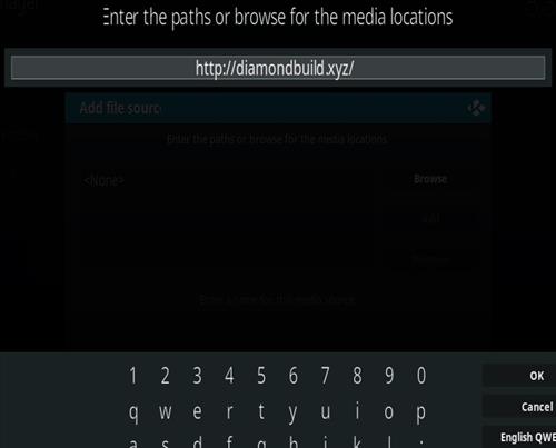 Cómo instalar la nueva URL del complemento Diamond Kodi Paso 5