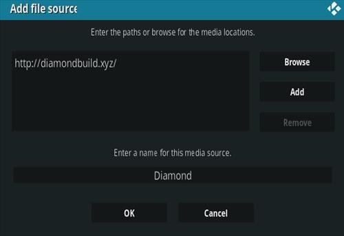 Cómo instalar la nueva URL del complemento Diamond Kodi Paso 7