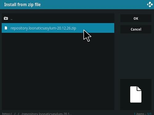 Cómo instalar el complemento LooNatics 3000 Kodi 2021 Paso 12
