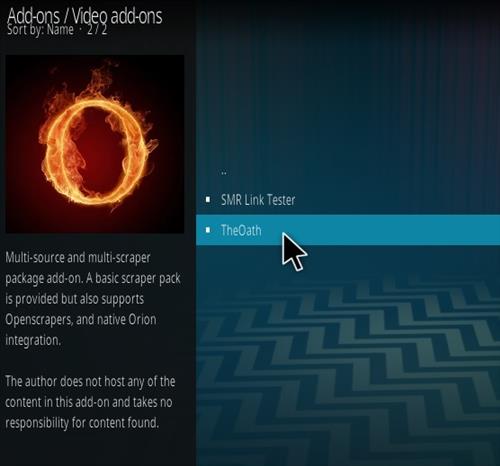 Cómo instalar el complemento Oath Kodi Paso 17
