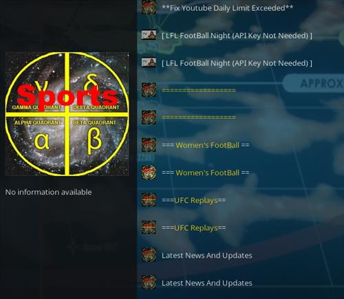 Cómo instalar Alpha Quadrant Kodi Sports Addon 2021 Descripción general