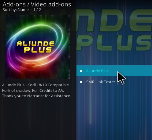 Cómo instalar el complemento Aliunde Plus Kodi Paso 17