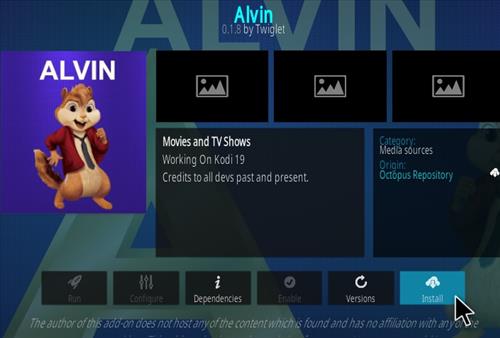 Cómo instalar el complemento Alvin Kodi Paso 18