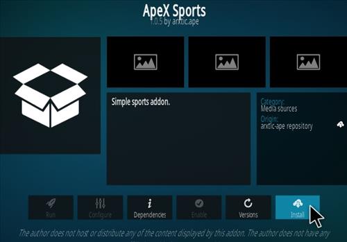 Cómo instalar ApeX Sports Kodi Addon Paso 18