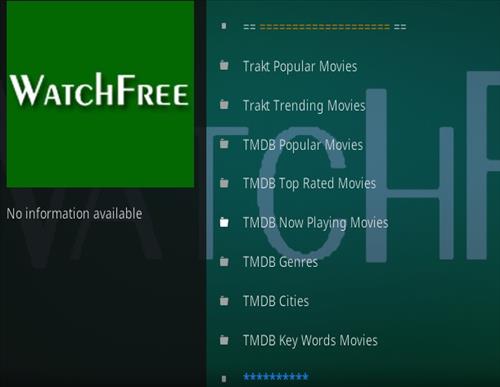 Cómo instalar Watch Free Kodi 18 Descripción general del complemento Kodi 2