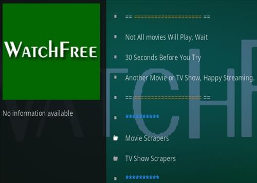 Cómo instalar Watch Free Kodi 18 Descripción general del complemento Kodi