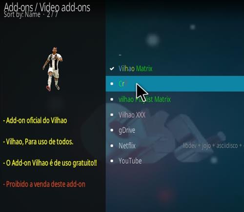 Cómo instalar el complemento Cr7 Kodi Paso 17