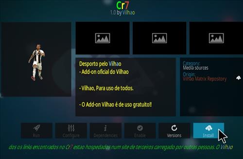 Cómo instalar el complemento Cr7 Kodi Paso 18