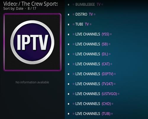 Cómo instalar Crew Sports Kodi Addon Overview 2