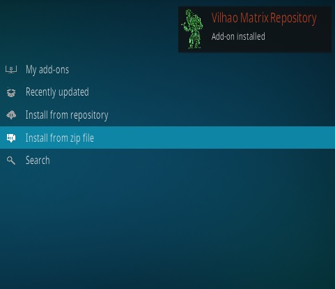 Cómo instalar el complemento VILHAO Matrix Kodi Paso 13