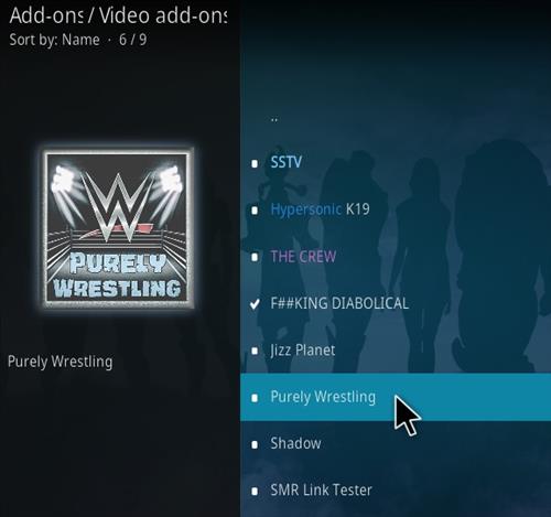 Cómo instalar el complemento Purely Wrestling Kodi Paso 17