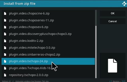 Cómo instalar el complemento TV Chopo Kodi Paso 12