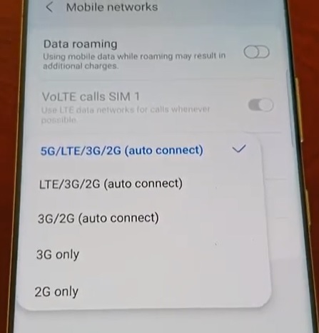 How To Turn Off Disable 5G On a Samsung Galaxy S21 Band Options