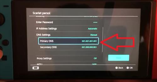 Steps to Change Primary and Secondary DNS Settings on a Nintendo Switch Step 4