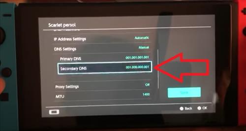 Steps to Change Primary and Secondary DNS Settings on a Nintendo Switch Step 6