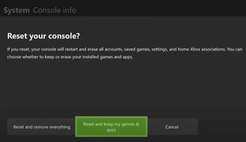 how to factory reset xbox one step 5