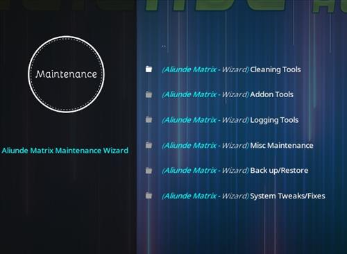 How To Install Aliunde Kodi 19 Matrix Maintenance Wizard Overrview 2