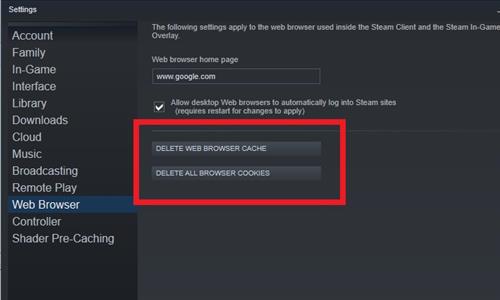 Clear Steam Cookies in Browser Step 4