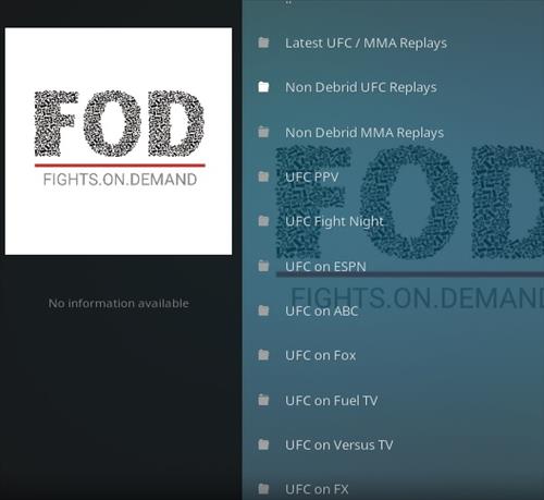 Comment installer des combats sur demande (FOD) Aperçu de complément Kodi