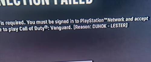 PlayStation Call of Duty Vanguard DUHOK - LESTER Error Message